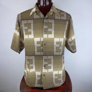 Vintage Daniali USA Mens M Patterned Collared Short Sleeve Button Down Shirt
